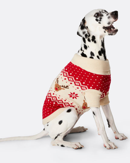 Red Retro Reindeer Sweater for Dogs