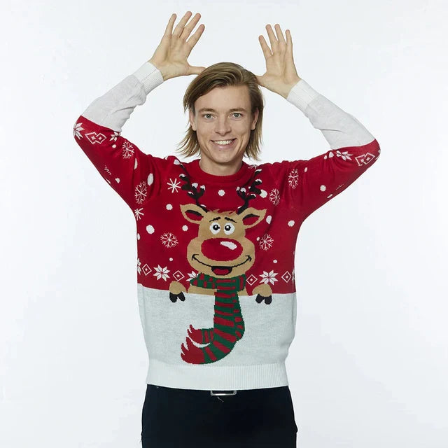 Rudolph with Scarf Christmas Sweater