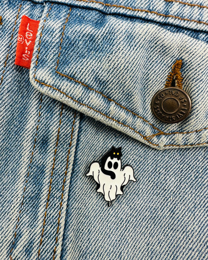 Cat Ghost Pin - Adorable Halloween Accessory