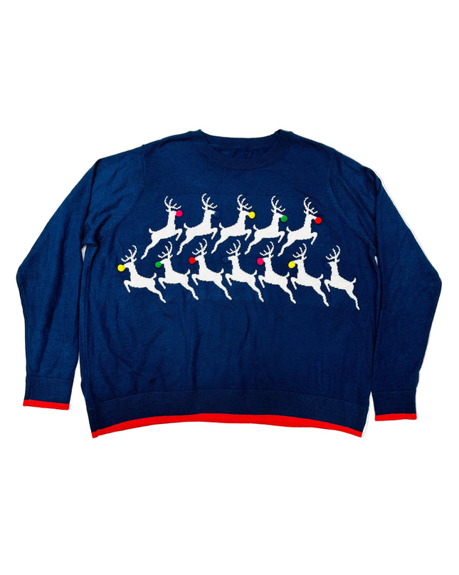 Vintage Christmas Sweater - Jumping Reindeer for Holidays
