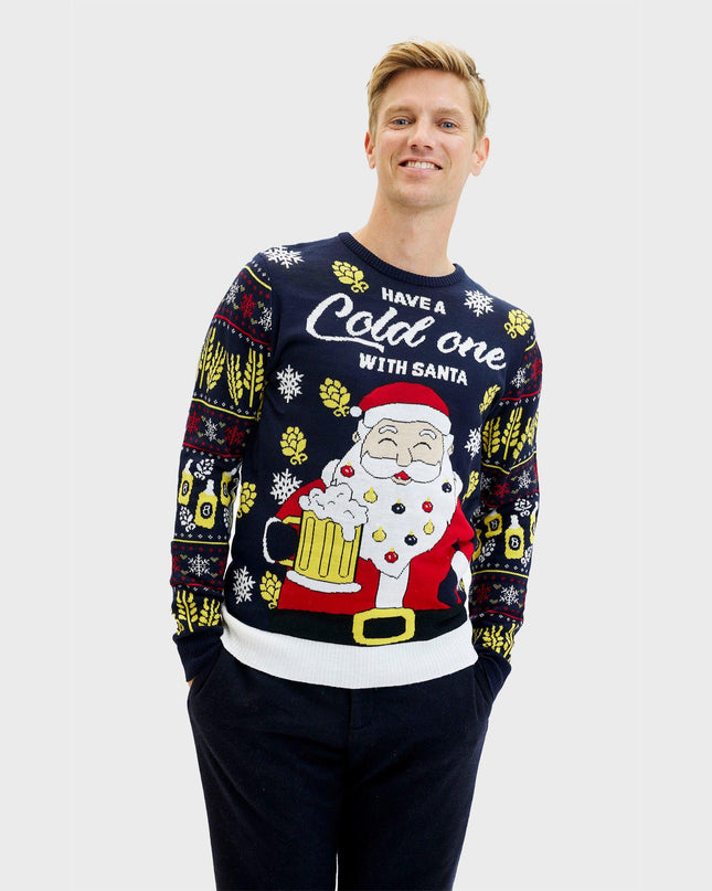 Santa's Cold One Christmas Sweater for Men