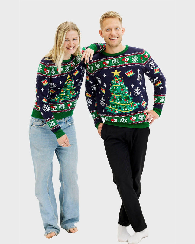 Navy Christmas Tree Sweater for Men