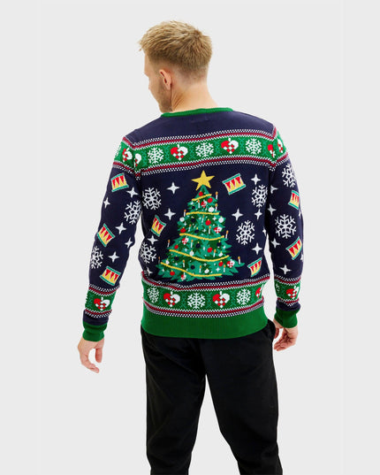 Navy Christmas Tree Sweater for Men