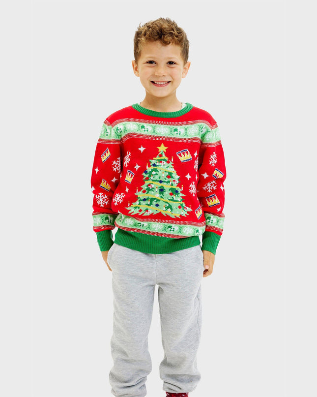 Light-Up Christmas Tree Sweater for Kids - Ugly Holiday Style