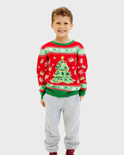 Light-Up Christmas Tree Sweater for Kids - Ugly Holiday Style