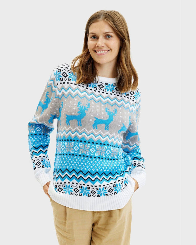 Traditional Blue Christmas Sweater for Women