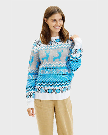 Traditional Blue Christmas Sweater for Women