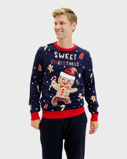 Light-Up Cute Cookie Man Sweater for Men - Ugly Design