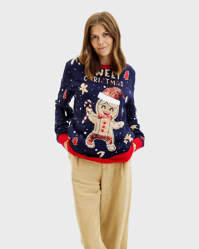 Light-Up Cute Cookie Man Sweater for Women - Ugly Design