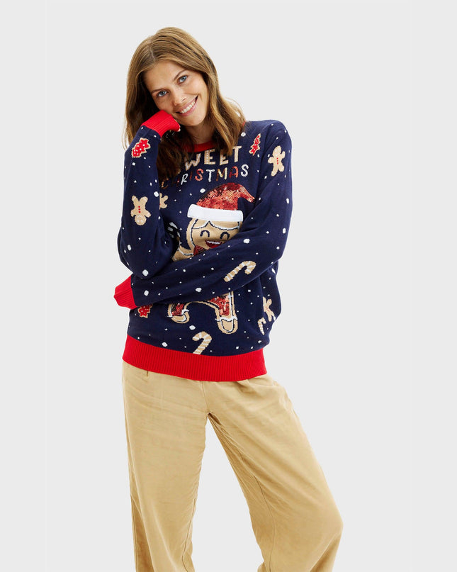 Light-Up Cute Cookie Man Sweater for Women - Ugly Design