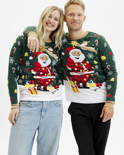 Light-Up Santa Christmas Star Sweater for Women