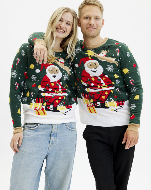 Light-Up Santa Christmas Star Sweater for Women