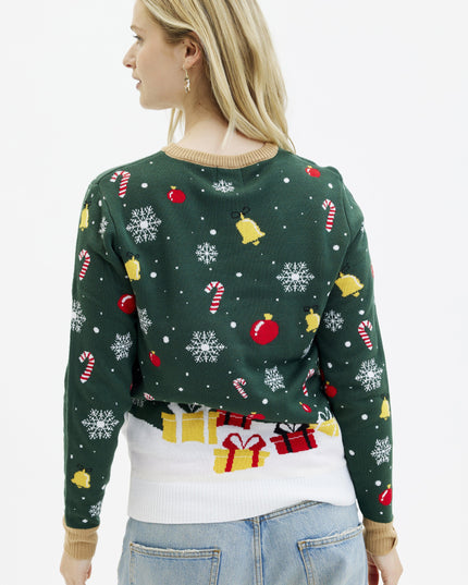Light-Up Santa Christmas Star Sweater for Women