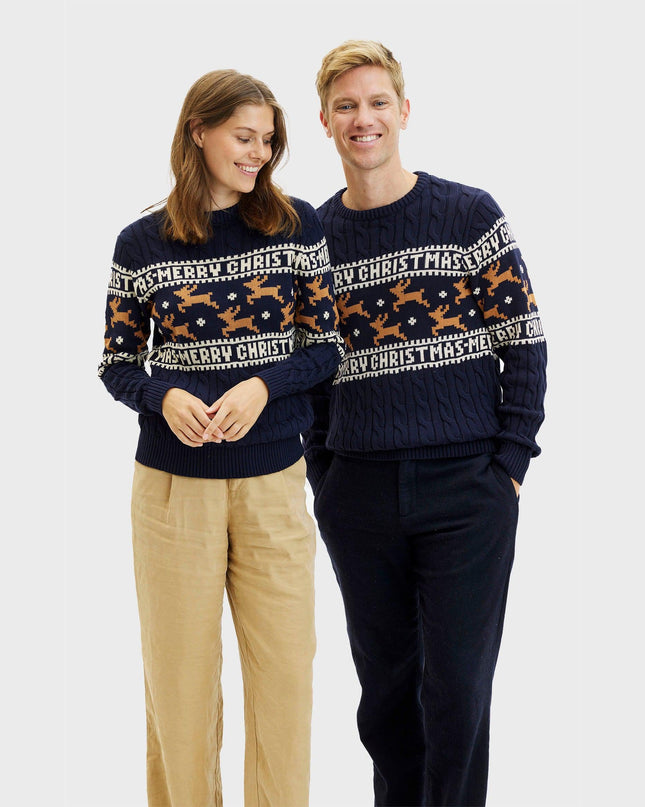 Elegant Blue Christmas Sweater for Women