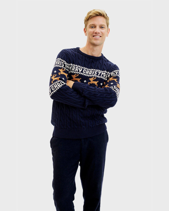 Elegant Blue Christmas Sweater for Men
