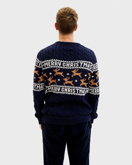 Elegant Blue Christmas Sweater for Men