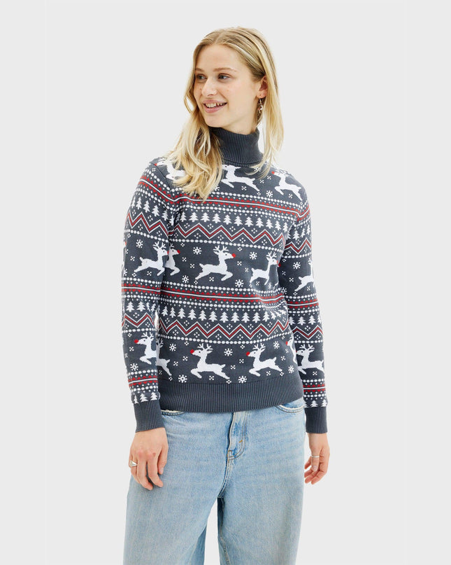 Stylish Highneck Christmas Sweater for Women