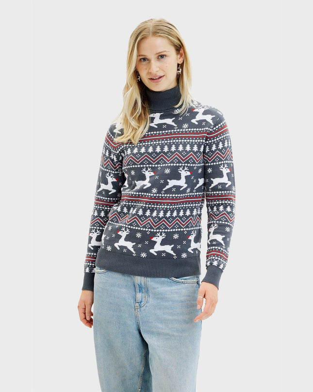 Stylish Highneck Christmas Sweater for Women