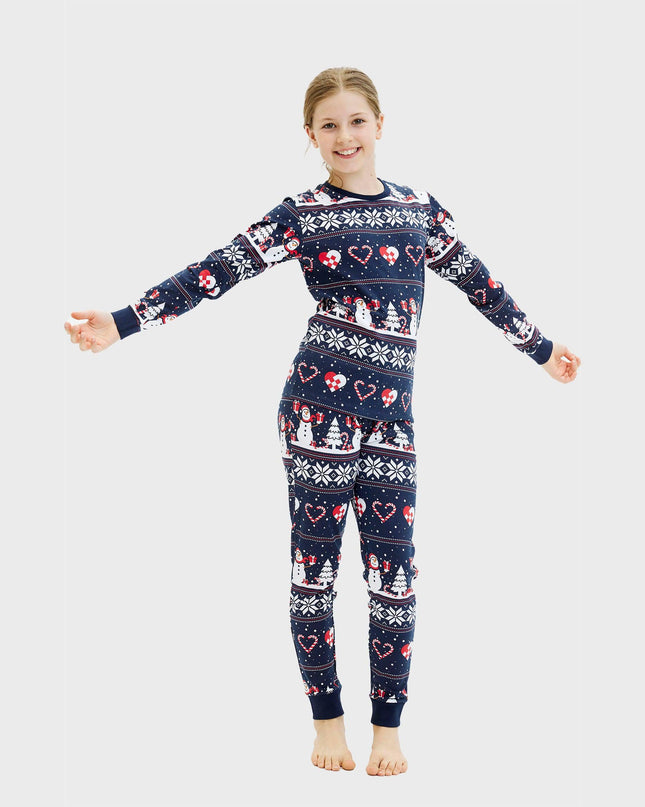 Navy Christmas Heart Pajamas for Kids