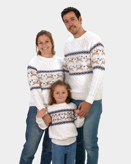 Elegant White "Alaska" Christmas Sweater for Families