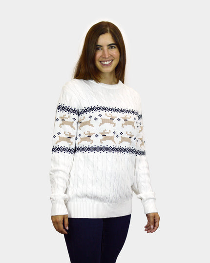 Elegant White "Alaska" Christmas Sweater for Families