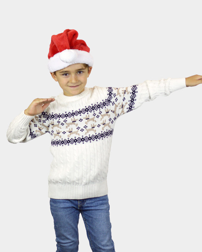 Elegant White "Alaska" Christmas Sweater for Families