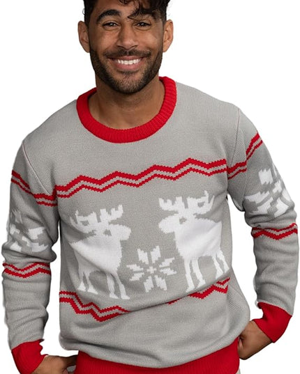 Snowflakes and Moose Ugly Christmas Sweater