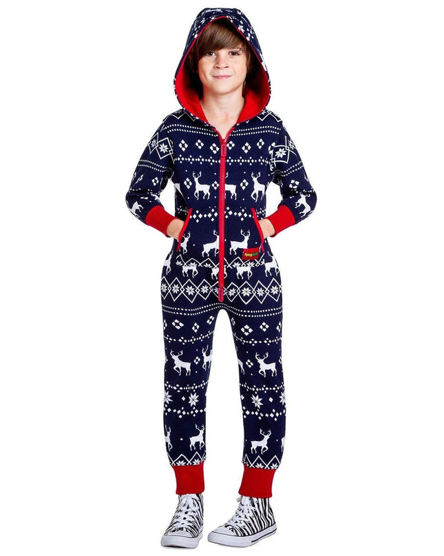 Boy's / Girl's Blue Fair Isle Reindeer Jumpsuit