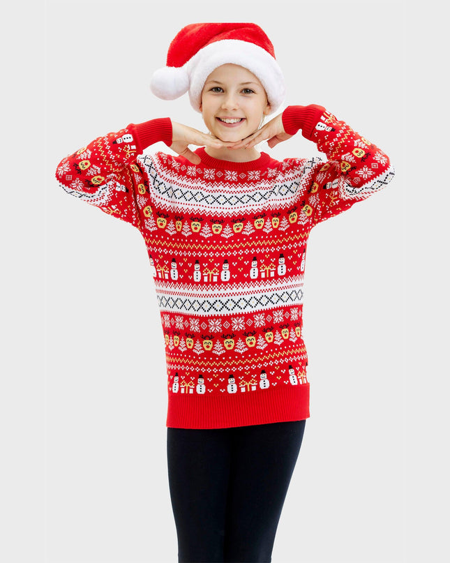 Reindeer Style Red Sweater for Kids
