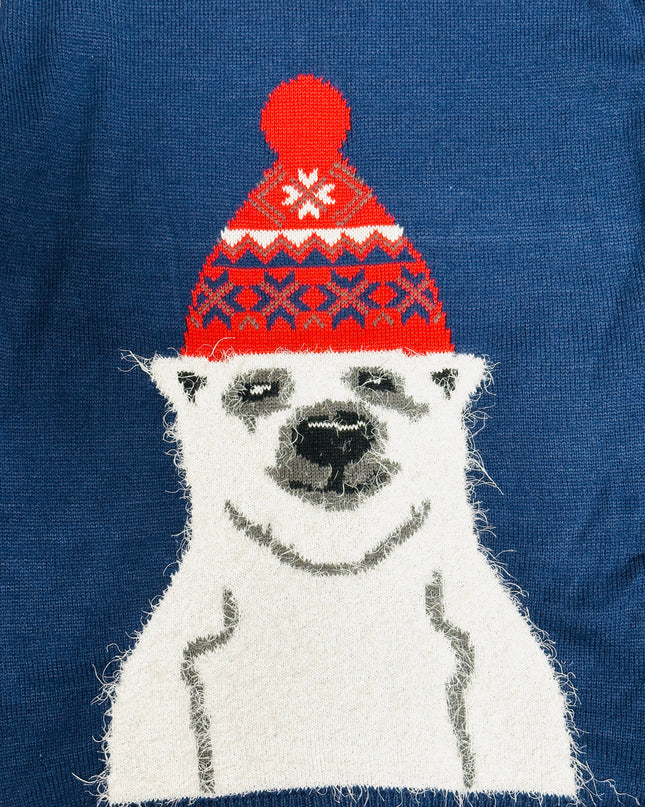 Vintage Christmas Sweater - Polar Bear with Hat