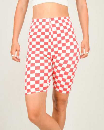 Cycling Shorts - Pepita Red Design for Active Wear
