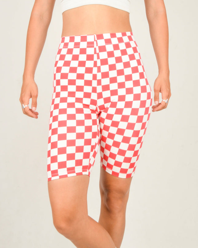 Cycling Shorts - Pepita Red Design for Active Wear