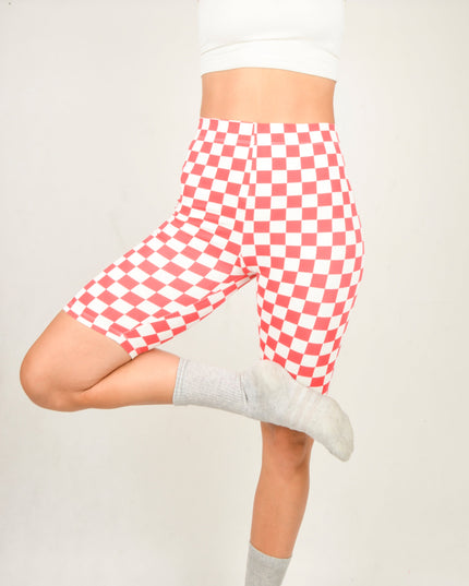 Cycling Shorts - Pepita Red Design for Active Wear