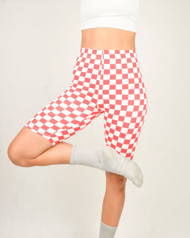 Cycling Shorts - Pepita Red Design for Active Wear