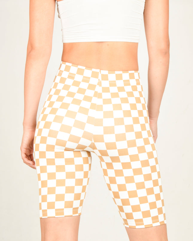 Cycling Shorts - Pepita Beige Design for Casual Comfort