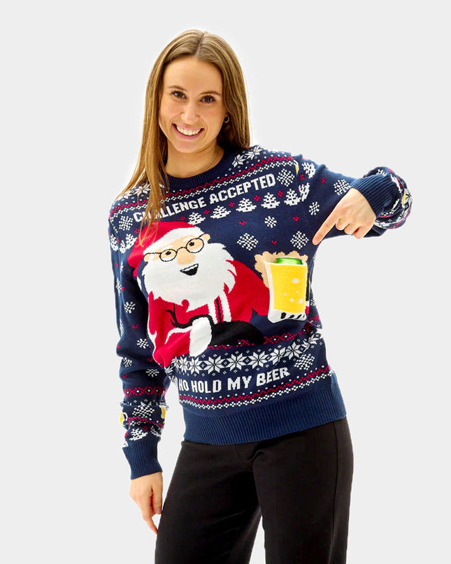 Women's 3D Christmas Sweater with Beer Pocket