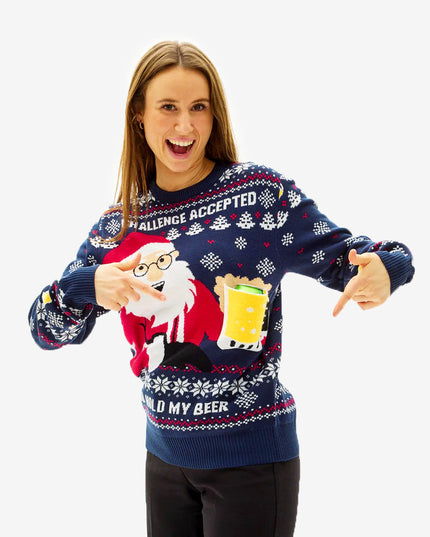 Women's 3D Christmas Sweater with Beer Pocket