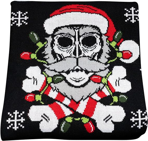 Skull Santa Claus Lights Ugly Christmas Sweater