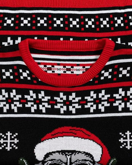 Skull Santa Claus Lights Ugly Christmas Sweater