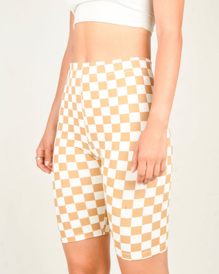 Cycling Shorts - Pepita Beige Design for Casual Comfort