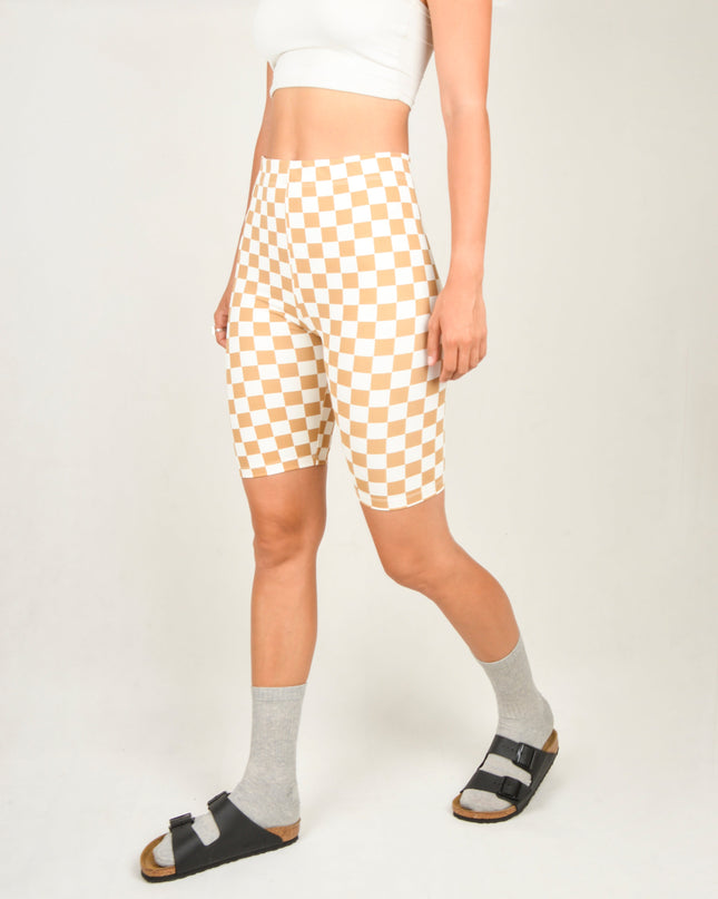 Cycling Shorts - Pepita Beige Design for Casual Comfort