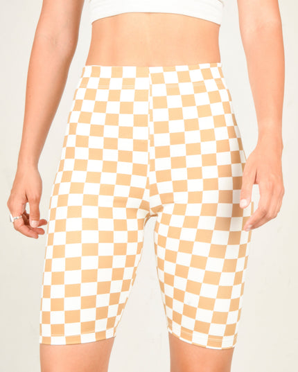Cycling Shorts - Pepita Beige Design for Casual Comfort
