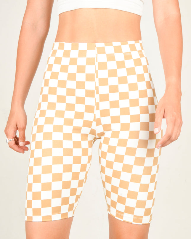 Cycling Shorts - Pepita Beige Design for Casual Comfort