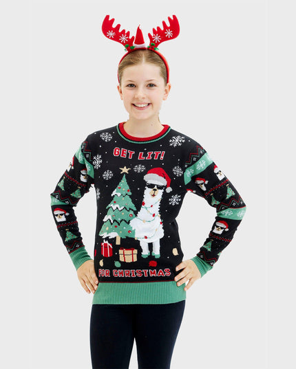 Get Lit Llama Christmas Sweater for Women