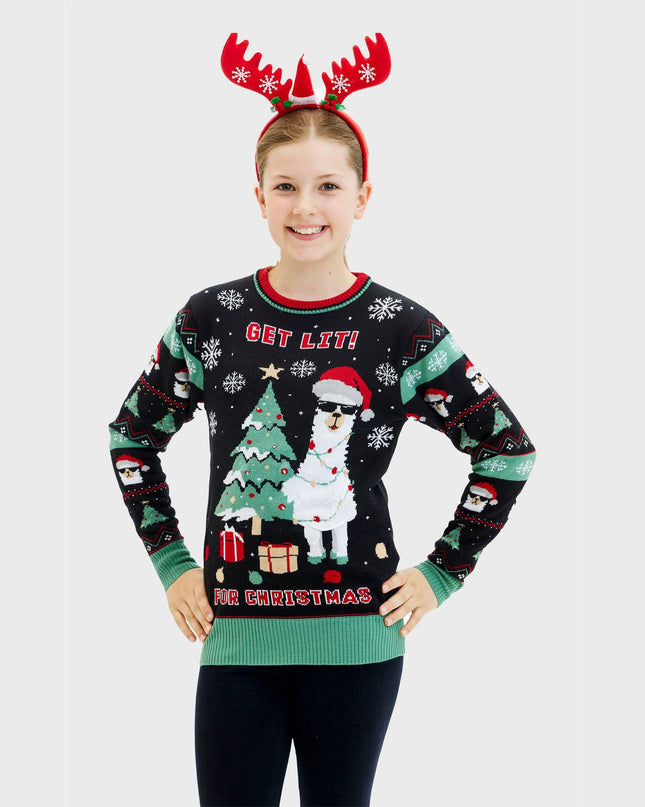 Get Lit Llama Christmas Sweater for Women