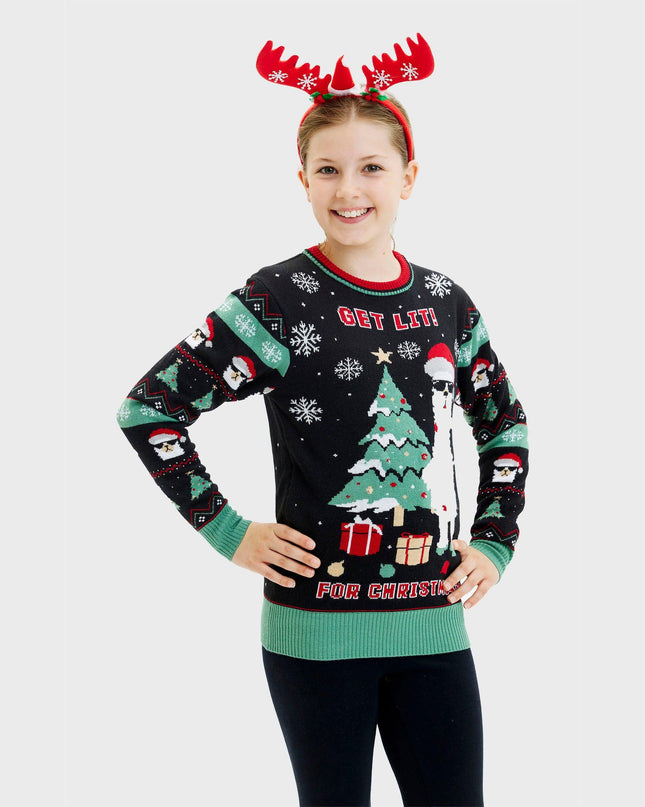 Get Lit Llama Christmas Sweater for Women
