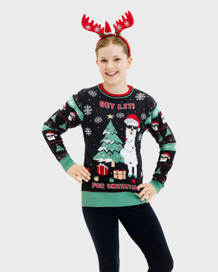 Get Lit Llama Christmas Sweater for Women