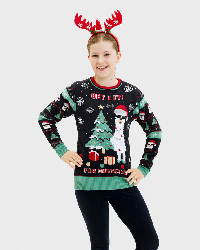 Get Lit Llama Christmas Sweater for Women