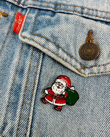 Santa with Bag II Brooch | Holiday Christmas Accessory
