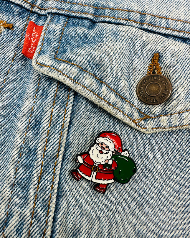 Santa with Bag II Brooch | Holiday Christmas Accessory